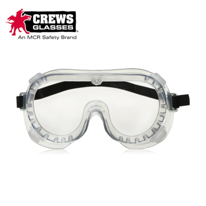 MCR CREWS 2230R Safety Goggles Uncoated Clear Lens Adjustable Rubber Strap