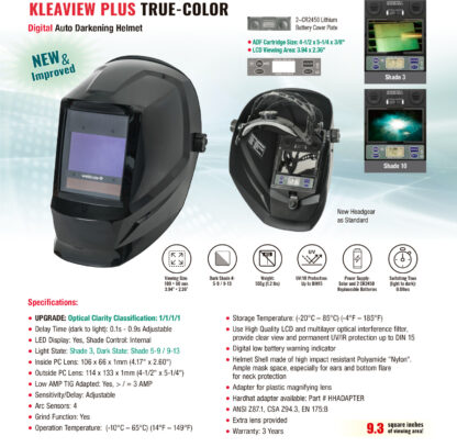 Weldcote Metals KlearView Plus True Color Digital Auto Darkening Welding Helmet