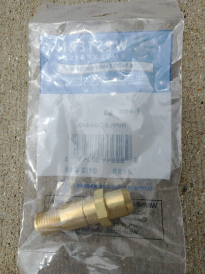 Western Enterprises 63 Brass Nipple CGA-540 1/4" Male NPT 2-1/6" Length