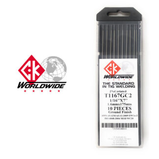 CK Wordwide T1167GC2 Tungsten Electrodes 1/16" x 7" (1.6mm x 175mm) 2% Ceriated
