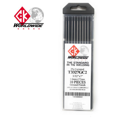 CK Wordwide T3327GC2 Tungsten Electrodes 3/32" x 7" (2.4mm x 175mm) 2% Ceriated