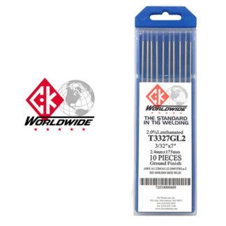 CK Wordwide T3327GL2 Tungsten Electrodes 3/32" x 7" (2.4 x 175mm) 2% Lanthanated