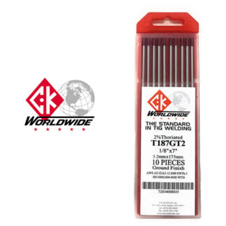 CK Wordwide T187GT2 Tungsten Electrodes 1/8" x 7" (3.2mm x 175mm) 2% Thoriated