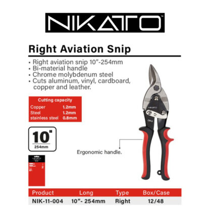 Nikatto NIK-11-002 10" STRAIGHT Aviation Snip