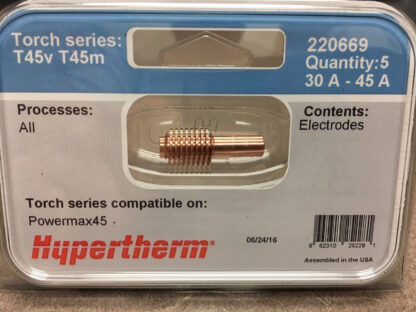 Hypertherm 220669 Genuine Powermax 45 Electrodes 30A 45A Plasma 45V 45M (5 Pack)